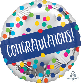 18"A Congratulations Silver Dots Pkg (5 count)