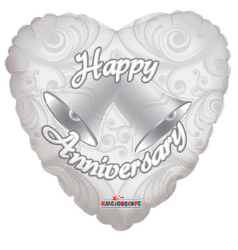 18"C Happy Anniversary Bells Silver flat (10 count)