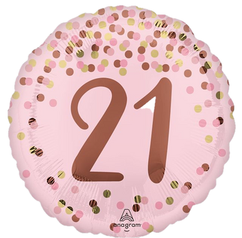 18"A Happy 21st Birthday Pretty PinkPKG (5 COUNT)