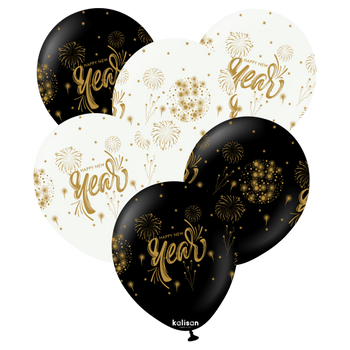 12"K Happy New Year Fireworks Assortment (25 count)