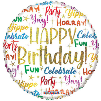 18"C Happy Birthday Messages Holographic Pkg (10 COUNT)