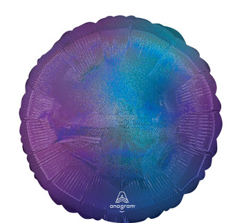 18"A Round Blue Aura Stardust Ombre Holographic flat (10 count)