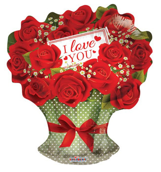 18"C I Love You Red Roses Flowerpot Shape Pkg (10 count)