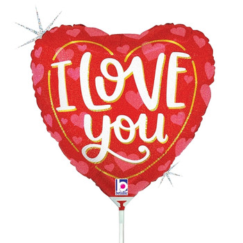 9"S I Love You Classic Hearts Glitter Air-Filled (10 count)