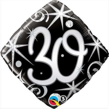 18"QCO Happy Birthday Elegant Sparkles & Swirls 30th Pkg (5 count)
