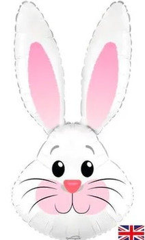 35"O Easter Bunny Head White flat (5 count)