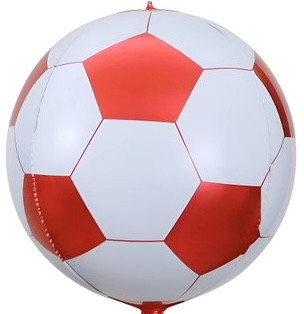 22"B Soccer Ball Sphere Red/White flat (5 count)