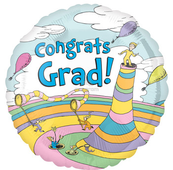 18"A Congrats Grad Dr. Seuss Oh the Places You'll Go flat (10 count)