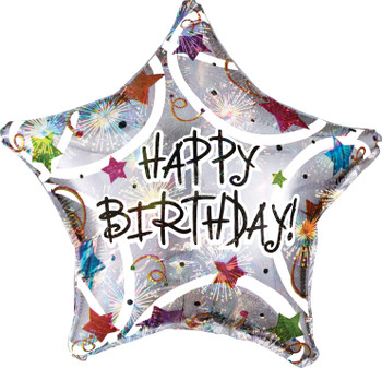 19"A Happy Birthday Stars Holo Pkg (5 count)