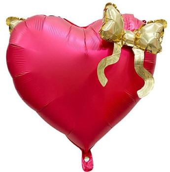 20"B Heart Red with Gold Bows flat (5 COUNT)