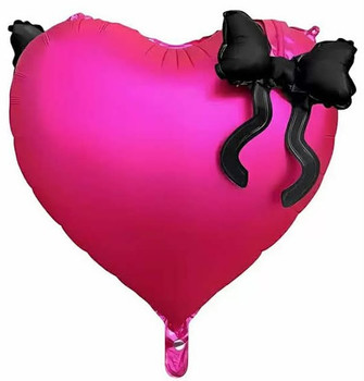 20"B Heart Hot Pink with Black Bows flat (5 COUNT)