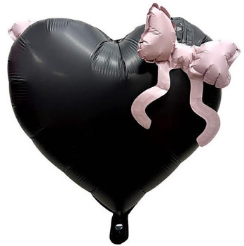 20"B Heart Black with Pink Bows flat (5 COUNT)
