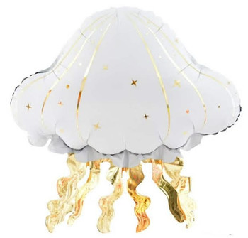 21"B Jelly Fish White with Gold flat (5 count)