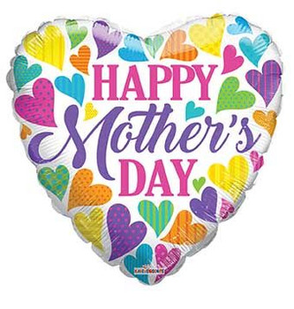 18"C Happy Mother's Day Multi Hearts flat (10 count)
