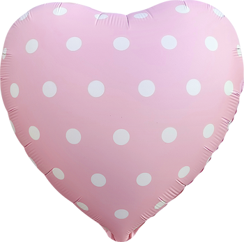 18"B Heart Pink with White Dots Flat (10 count)