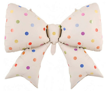 39"B Bow Cream with Multi Dots flat (5 COUNT)