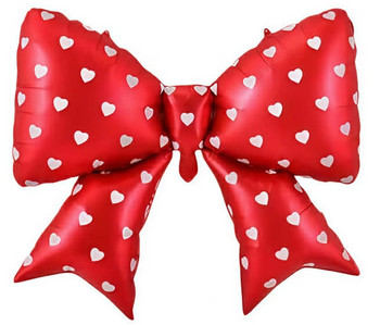 39"B Bow Red with White Dots flat (5 COUNT)