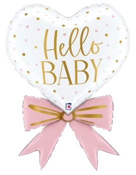 30"S Hello Baby Pink Bow Pkg (5 count)