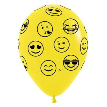 11"S Emoji Smiley Face Yellow Print (50 count)