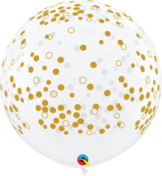 36"Q Clear w. Gold Dots (2 count)