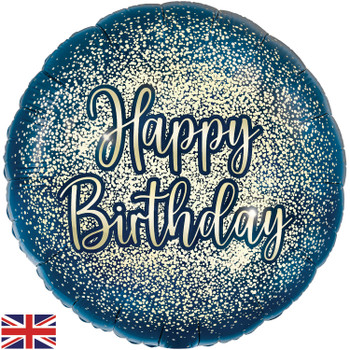 18"O Happy Birthday Navy Gold Pkg (5 COUNT)