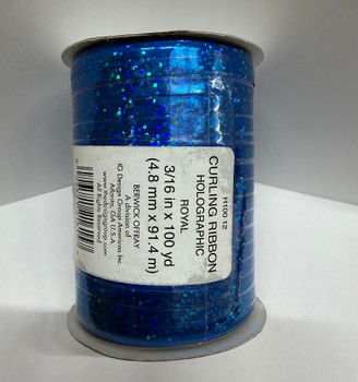 3/16" Curling Ribbon Holographic Royal Blue (100 yds)