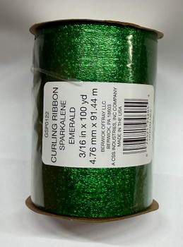 3/16" Curling Ribbon Sparkalene Emerald Green (100 yds)