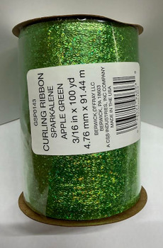 3/16" Curling Ribbon Sparkalene Apple Green (100 yds)