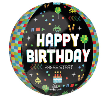 16"A Happy Birthday 8- Bit Orbz Pkg (5 count)