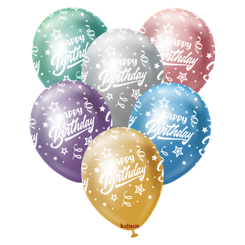 12"K Happy Birthday Confetti Mirror Assortment (25 count)