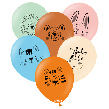 12"K Animal Prints Faces Assorted (25 count)