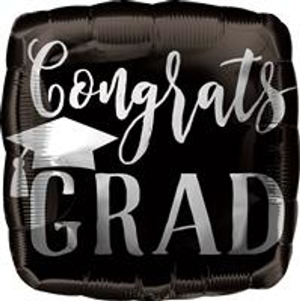 18"A Congrats Grad Silver and Black (10 count)