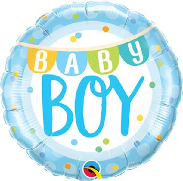 18"Q Baby Boy Banner & Dots Pkg (5 count)