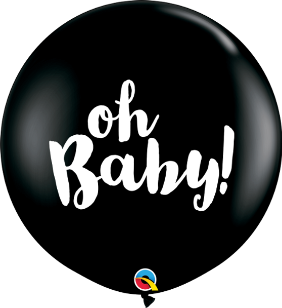 36"Q Oh Baby! Onyx Black with White Print (2 count)