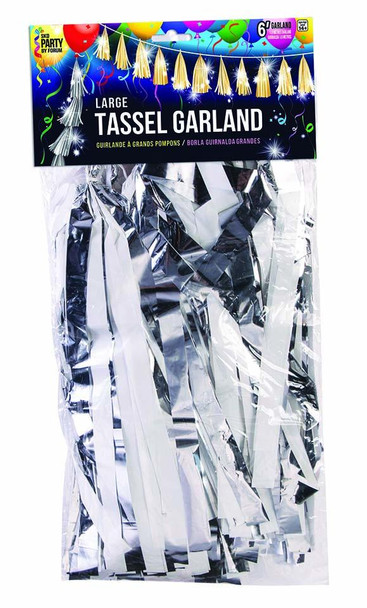 Tassel Large 12" Silver/ White Combo Pkg (1 count)