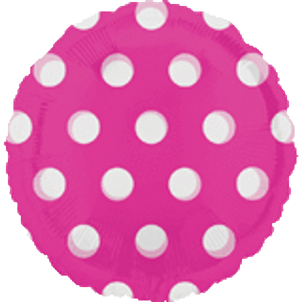 18"A Round Pink with White Dots Pkg (5 count)