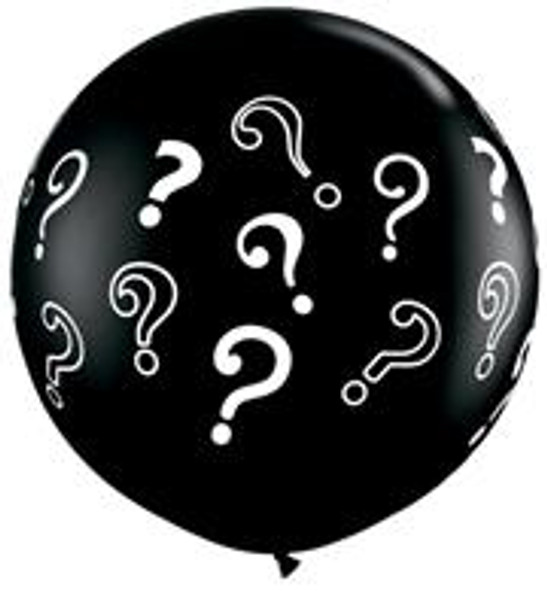 36"Q Onyx Black w/ Question Marks Gender Reveal Print (2 count)