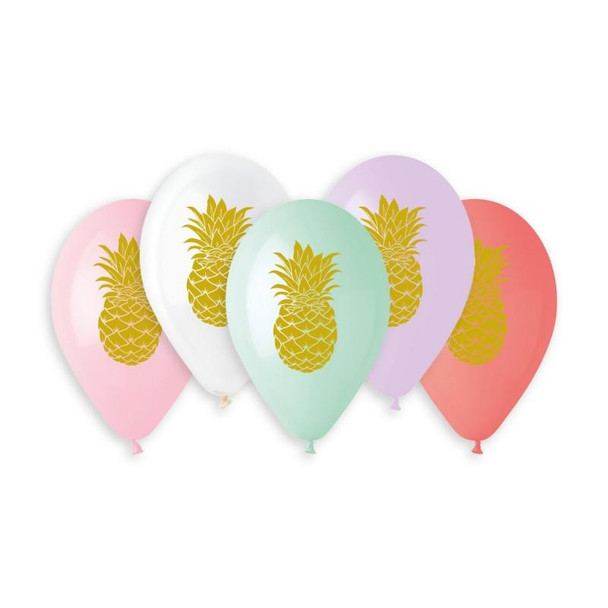 13"G Gold Pineapple Assorted Print