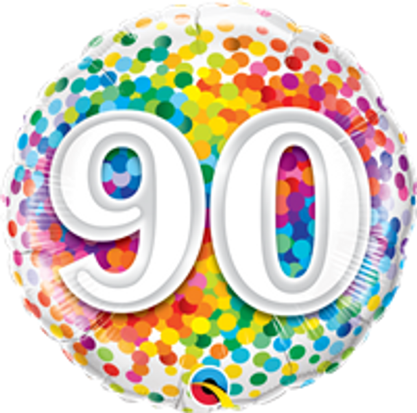 18"Q Happy Birthday Rainbow Confetti 90 flat (10 count)