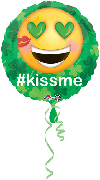 18"A  St. Patrick's Day Kiss Me Shamrock Emoticon flat (10 count)