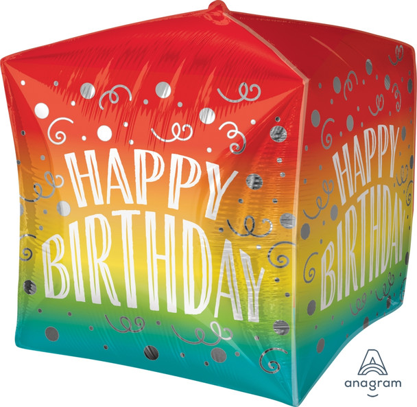 15"A  Cubez Happy Birthday Gradient Swirls Pkg (5 count)
