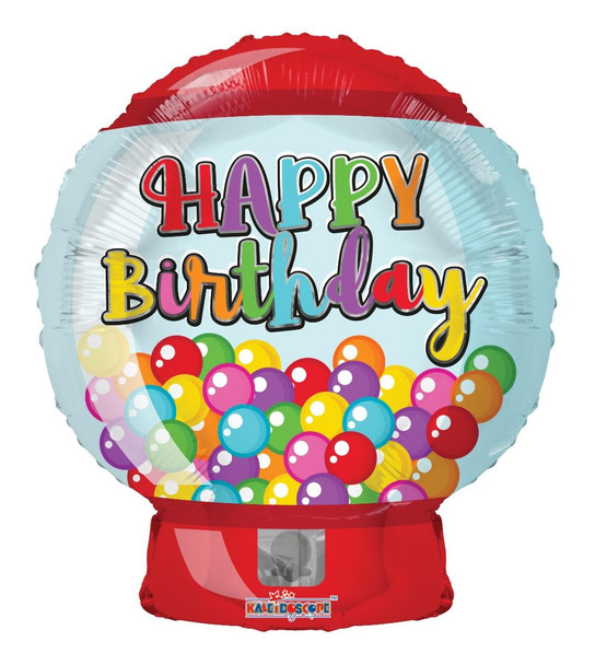 18"K Happy Birthday Gum Ball Candy Machine flat (10 count)