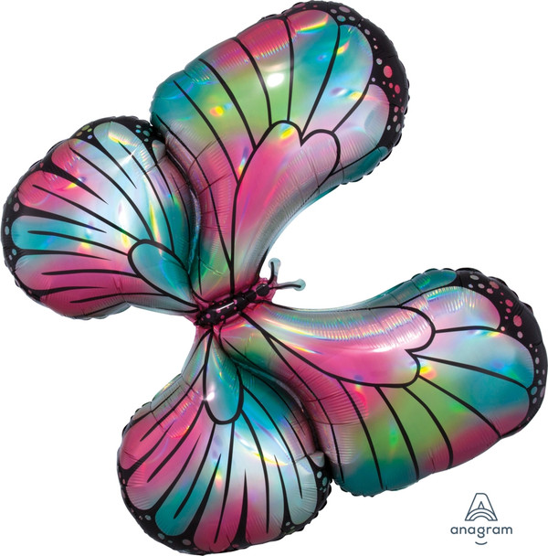 30"A Butterfly Iridescent Teal & Pink Holo Pkg (5 count)