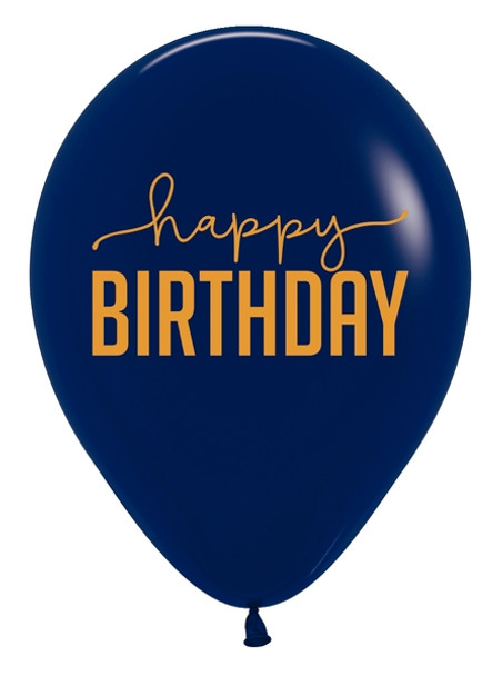 11"S Happy Birthday Navy Print (50 count)