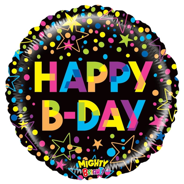 21"B Happy B-Day Colorful Mighty Bright (10 count)