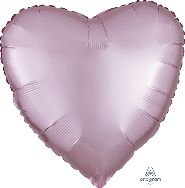 18"A Heart Satin Luxe Pastel Pink flat (10 count)