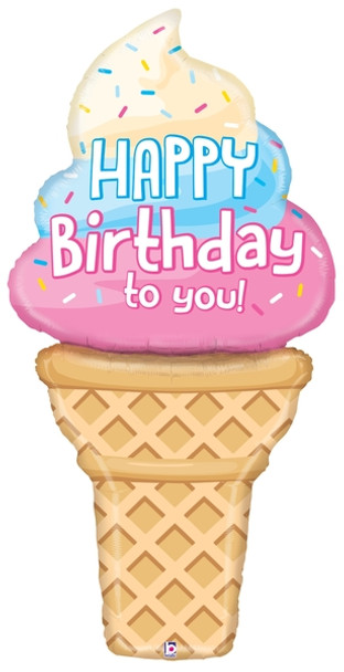 60"B Happy Birthday Ice Cream Cone Rainbow Food Pkg (1 count)