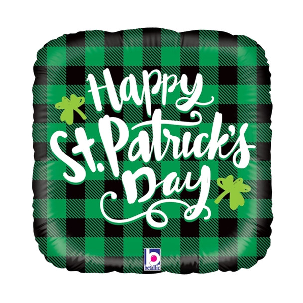 18"S Happy St. Patrick's Day Buffalo Plaid Pkg (5 count)