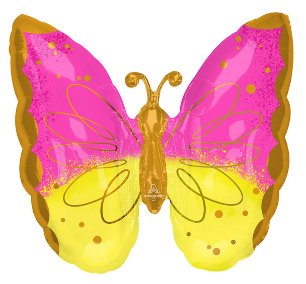 25"A Butterfly Pink & Yellow Pkg (5 count)