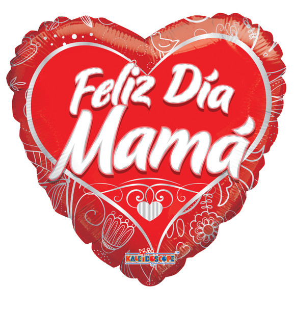 18"K Feliz Dia Mama Red Heart(10 count)